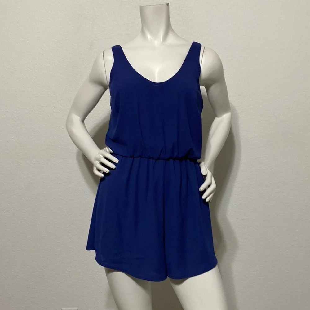 Lush Navy Blue Criss Cross Back Romper Size S
